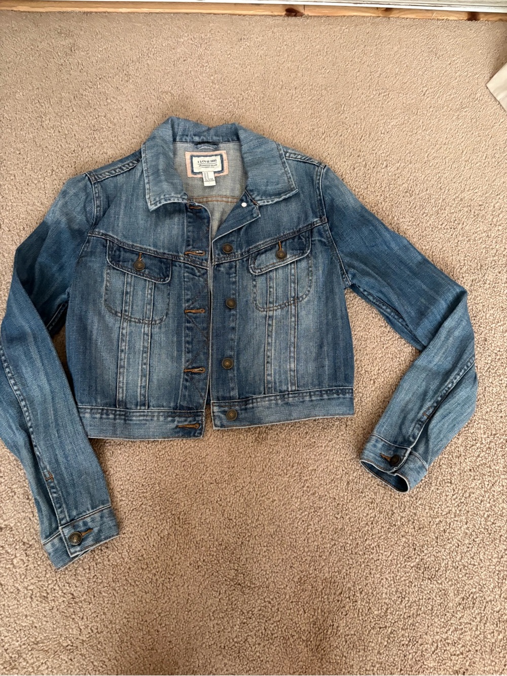 Medium Wash Cropped Denim Jacket